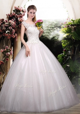 2016  Ball Gown Scoop Wedding Dresses with Appliques