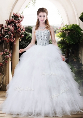 2016 Best Selling Strapless Wedding Dresses with Beading and Ruffles