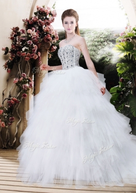 2016 Best Selling Strapless Wedding Dresses with Beading and Ruffles