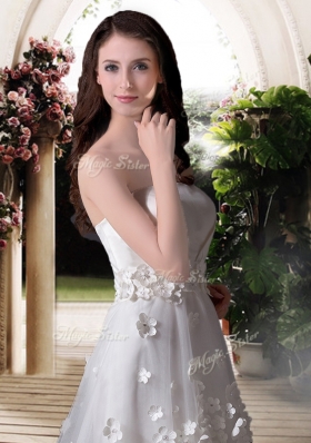 2016 Empire Strapless High Low Wedding Dresses with Appliques