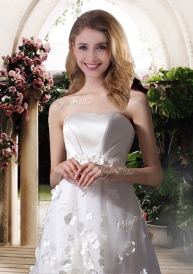 2016 Empire Strapless High Low Wedding Dresses with Appliques