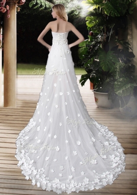 2016 Empire Strapless High Low Wedding Dresses with Appliques