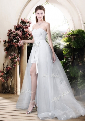 2016 High Low Detachable Wedding Dresses with Appliques and Lace