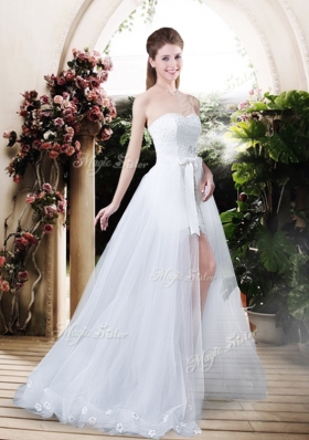 2016 High Low Detachable Wedding Dresses with Appliques and Lace