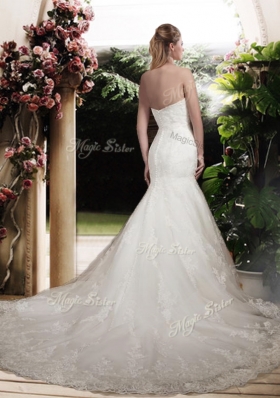 2016 Mermaid Scoop Wedding Dresses with Beading and Belt