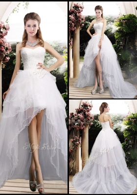 2016 New Arrivals High Low Wedding Dresses with Ruffles