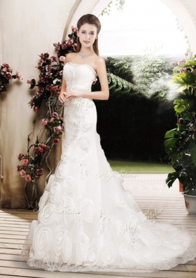 2016 Perfect Column Beading Wedding Dresses with Brush Train