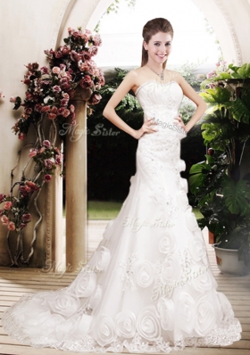 2016 Perfect Column Beading Wedding Dresses with Brush Train