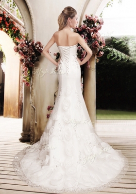 2016 Perfect Column Beading Wedding Dresses with Brush Train