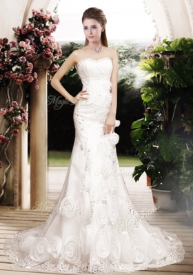 2016 Perfect Column Beading Wedding Dresses with Brush Train