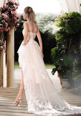 2016 Simple One Shoulder High Low Wedding Dresses with Beading and Appliques