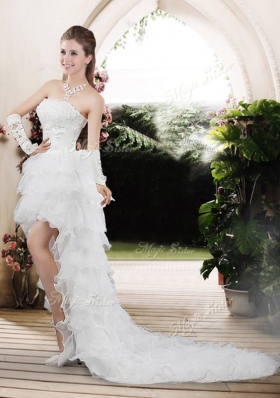 2016 Strapless High Low Appliques Wedding Dresses