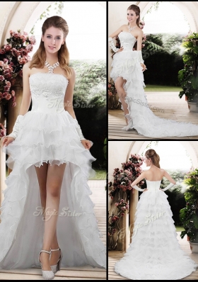 2016 Strapless High Low Appliques Wedding Dresses