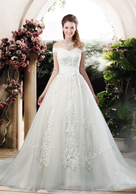 2016 Beautiful A Line Off the Shoulder Wedding Dresses with Appliques