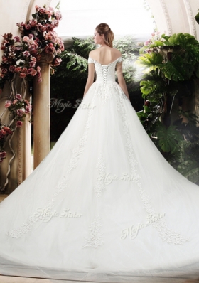 2016 Beautiful A Line Off the Shoulder Wedding Dresses with Appliques