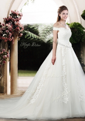 2016 Beautiful A Line Off the Shoulder Wedding Dresses with Appliques