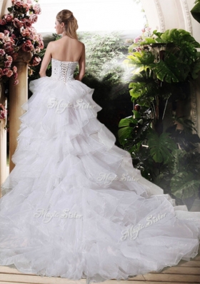 2016 Gorgeous High Low Wedding Dresses with Beading and Ruffles