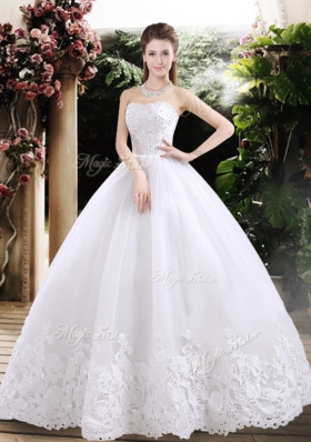 2016 New Style Ball Gown Sweetheart Chapel Train Wedding Dresses with Appliques