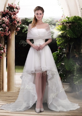 2016 High Low A Line Wedding Dresses with Appliques