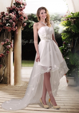 2016  One Shoulder High Low Wedding Dresses with Appliques