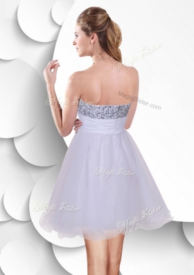 2016 Beautiful Short Bridesmaid Dress with Sequins and Hand Made Flowers