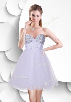 2016 Beautiful Short Bridesmaid Dress with Sequins and Hand Made Flowers