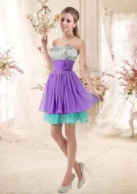 2016 Low Price Sweetheart Short Dama Dresses with Sequins and Belt