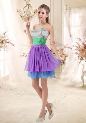 2016 Most Popular Sweetheart Multi Color Short Bridesmaid Dresses with Sequins