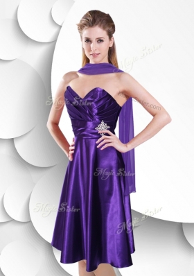 2016 Perfect Empire Sweetheart Elastic Woven Satin Bridesmaid Dress with Beading and Ruching