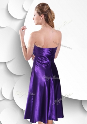 2016 Perfect Empire Sweetheart Elastic Woven Satin Bridesmaid Dress with Beading and Ruching