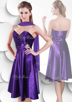 2016 Perfect Empire Sweetheart Elastic Woven Satin Bridesmaid Dress with Beading and Ruching