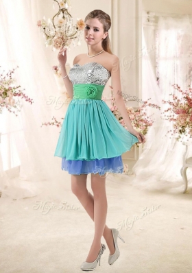 2016 Sweet Short Multi Color Dama Dresses with Sequins and Hand Made Flowers