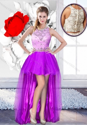 2016 Pretty High Low Scoop Dama Dresses with Beading