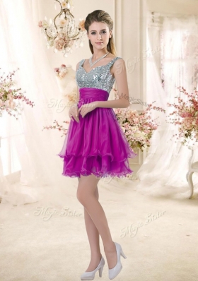 2016 Beautiful Straps Short Bridesmaid Dresses with Sequins for Fall