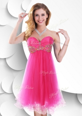 2016 Pretty Sweetheart Hot Pink Short Prom Dress with Beading