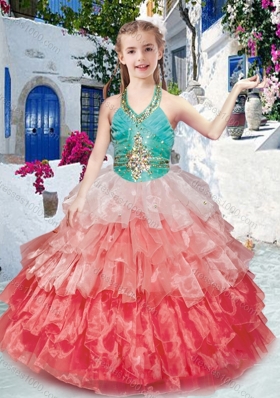 Classical Halter Top  Mini Quinceanera Dresses with Ruffled Layers and Beading