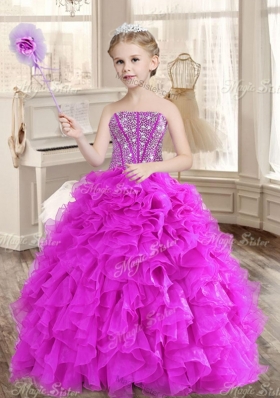 Visible Boning Fuchsia Sweet 16 Gown and Sequined Dama Dresses Beaded and Ruffled Mini Quinceanera Dress