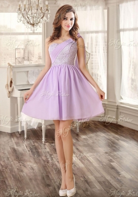 Gorgeous Ruffled and Beaded Fuchsia Quinceanera Dress and Laced Lavender Short Dama Dresses