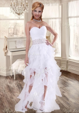 Lovely Taffeta Applique and Beaded Red Quinceanera Dress and Asymmetrical White Dama Dresses