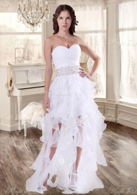 Lovely Taffeta Applique and Beaded Red Quinceanera Dress and Asymmetrical White Dama Dresses