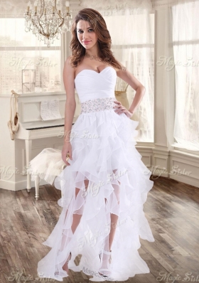 Lovely Taffeta Applique and Beaded Red Quinceanera Dress and Asymmetrical White Dama Dresses