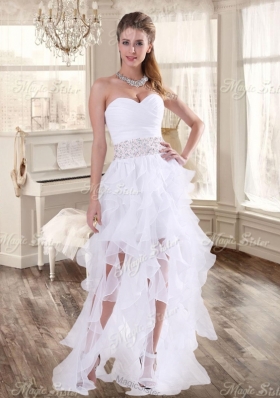 Lovely Taffeta Applique and Beaded Red Quinceanera Dress and Asymmetrical White Dama Dresses