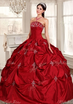 Lovely Taffeta Applique and Beaded Red Quinceanera Dress and Asymmetrical White Dama Dresses