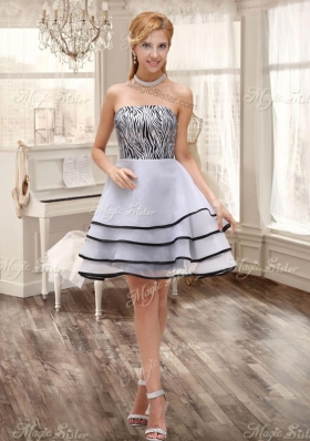 Luxurious Applique Zebra Rose Pink Quinceanera Dress and Strapless White Dama Dresses and Pick Ups Mini Quinceanera Dress and Applique Mother of The Bride Dress