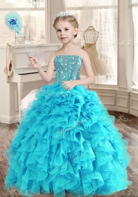 Visible Boning Aqua Blue Quinceanera Dress and Sequined Short  Dama Dresses Beaded and Ruffled Mini Quinceanera Dress