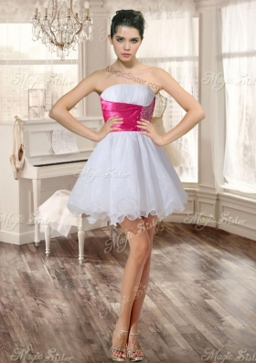Wonderful Ruffled and Applique Quinceanera Dress and Short Beaded White Dama Dresses