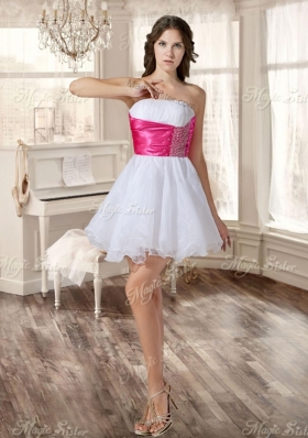 Wonderful Ruffled and Applique Quinceanera Dress and Short Beaded White Dama Dresses