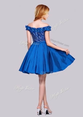 2016 Beautiful Off the Shoulder Royal Blue Prom Dress with Appliques and Sequins