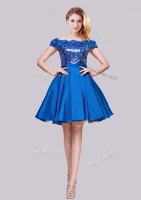2016 Beautiful Off the Shoulder Royal Blue Prom Dress with Appliques and Sequins