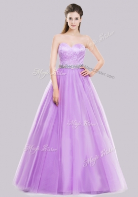 2016 Lovely A Line Lilac Prom Dress with Beading and Lace